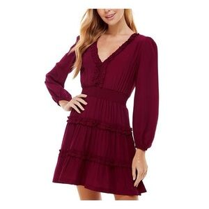 NWT City Studio Deep Red Long Sleeve Dress